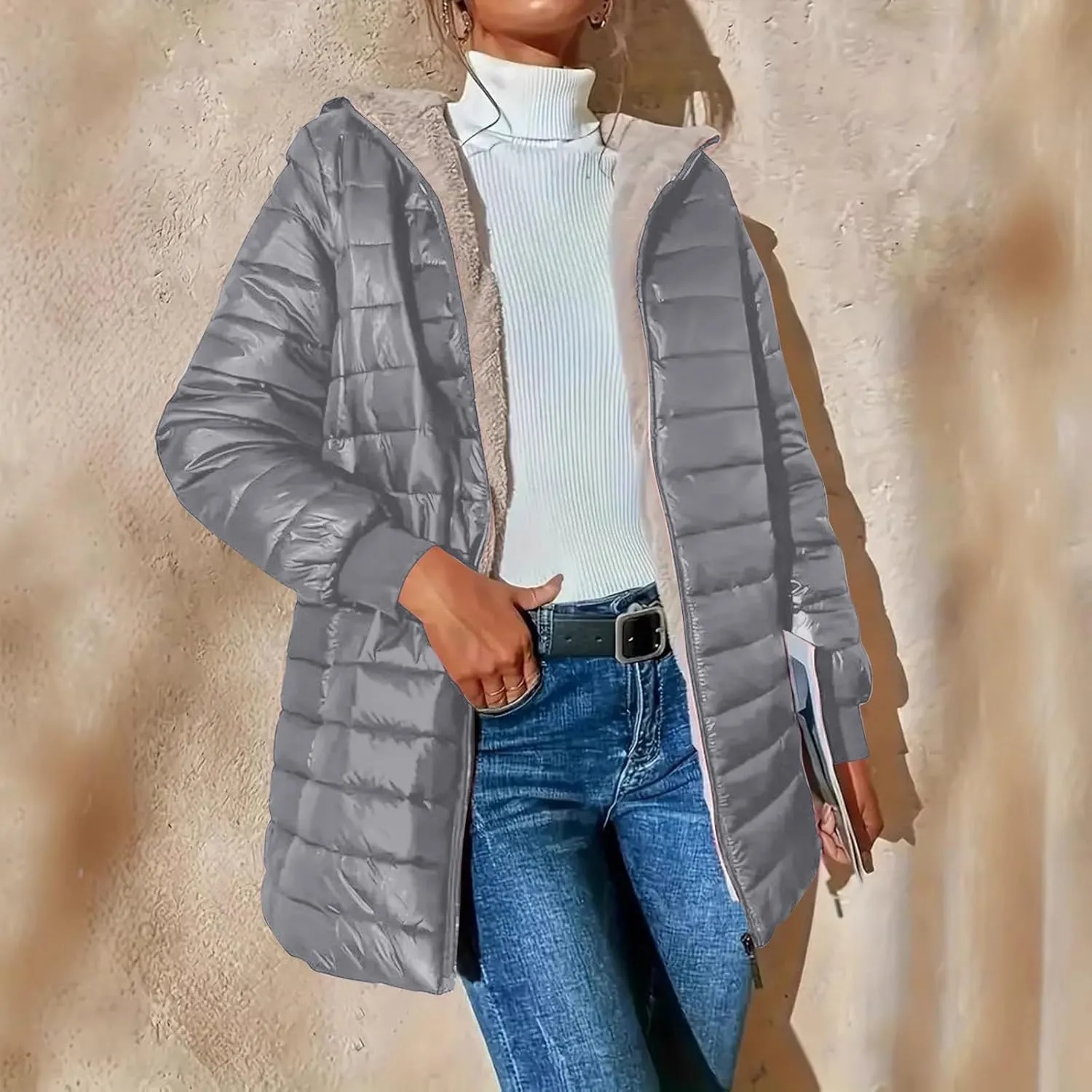 Winter Coats for Women Fashion Casual Coat Cotton Jacket Short Padded Loose Hooded Cotton Jacket
