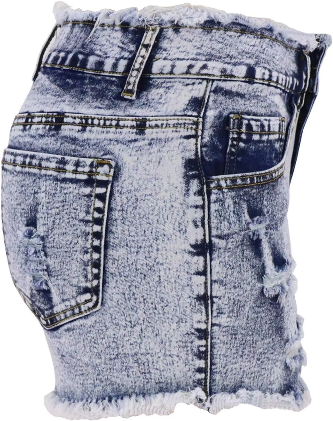Women Denim Shorts Skinny Ripped Jeans Mid Rise Ripped Jean Frayed Raw Hem Shorts Stretchy Jean Short with Pockets