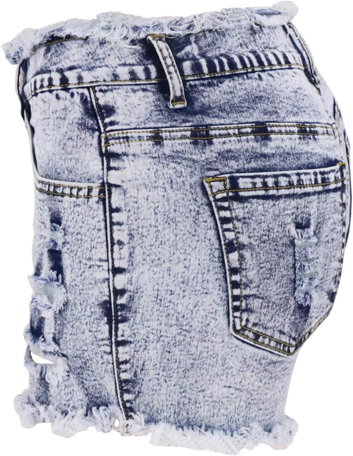 Women Denim Shorts Skinny Ripped Jeans Mid Rise Ripped Jean Frayed Raw Hem Shorts Stretchy Jean Short with Pockets