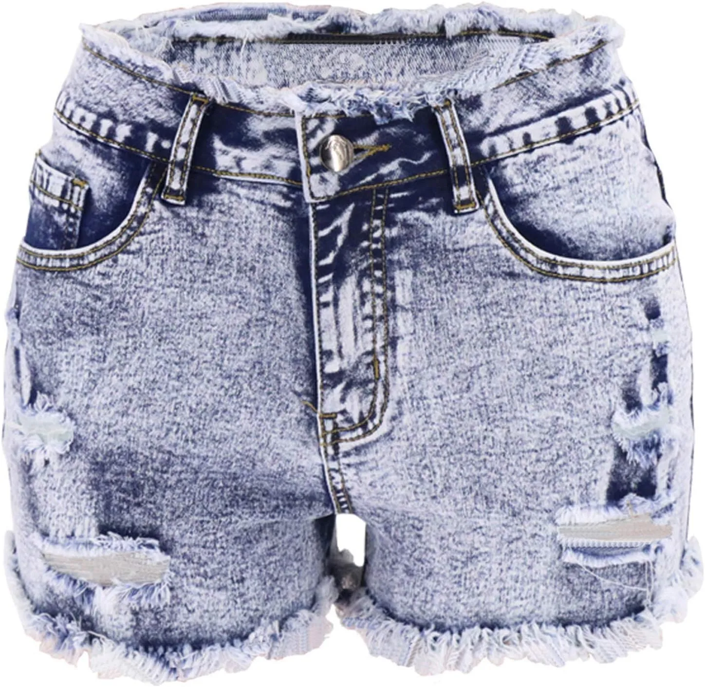 Women Denim Shorts Skinny Ripped Jeans Mid Rise Ripped Jean Frayed Raw Hem Shorts Stretchy Jean Short with Pockets