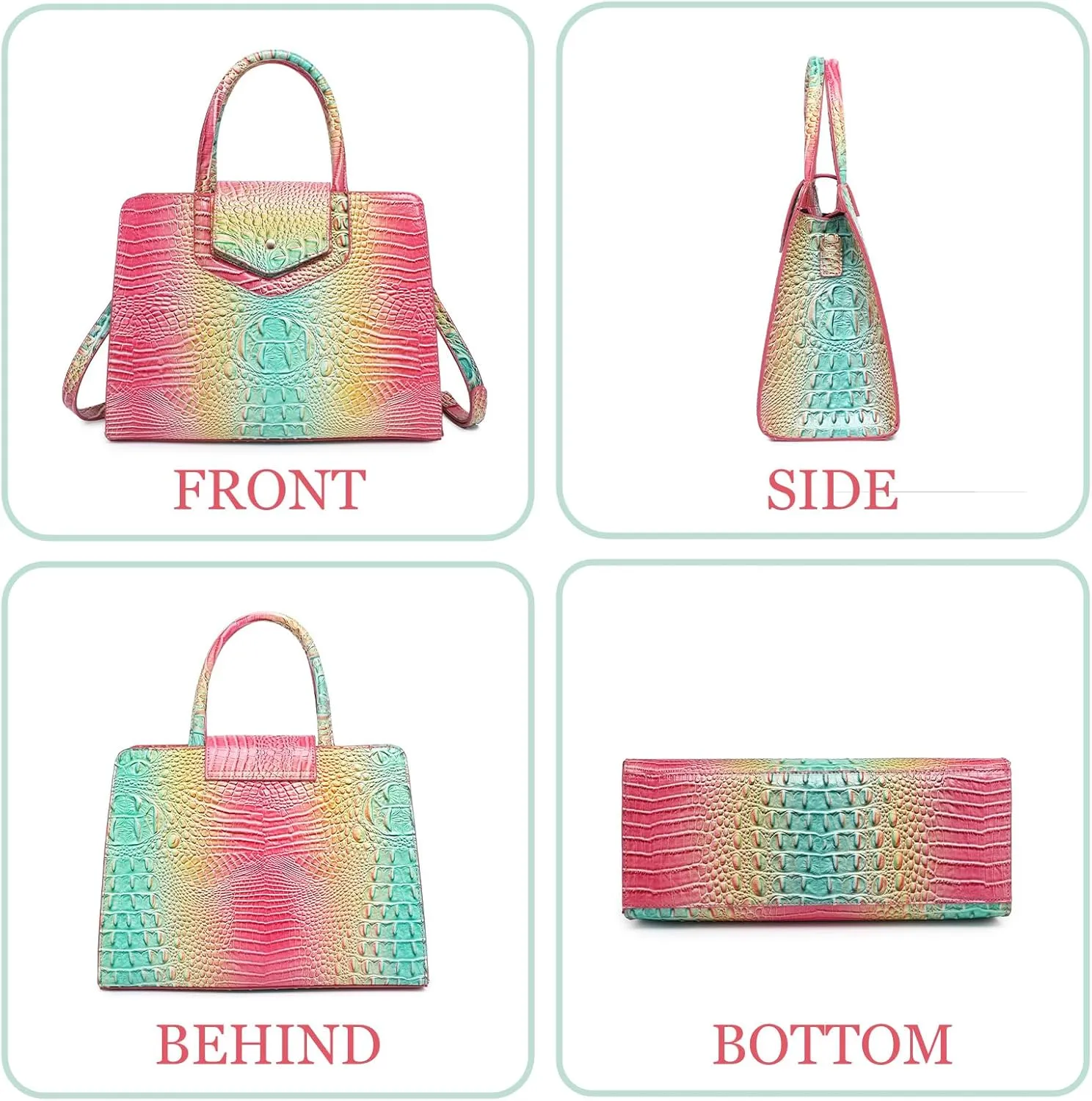 Women Embossed Pattern Satchel Handbags Wallet 3 pcs Set Crossbody Tote Top Handle Vegan Leather Ladies Bag