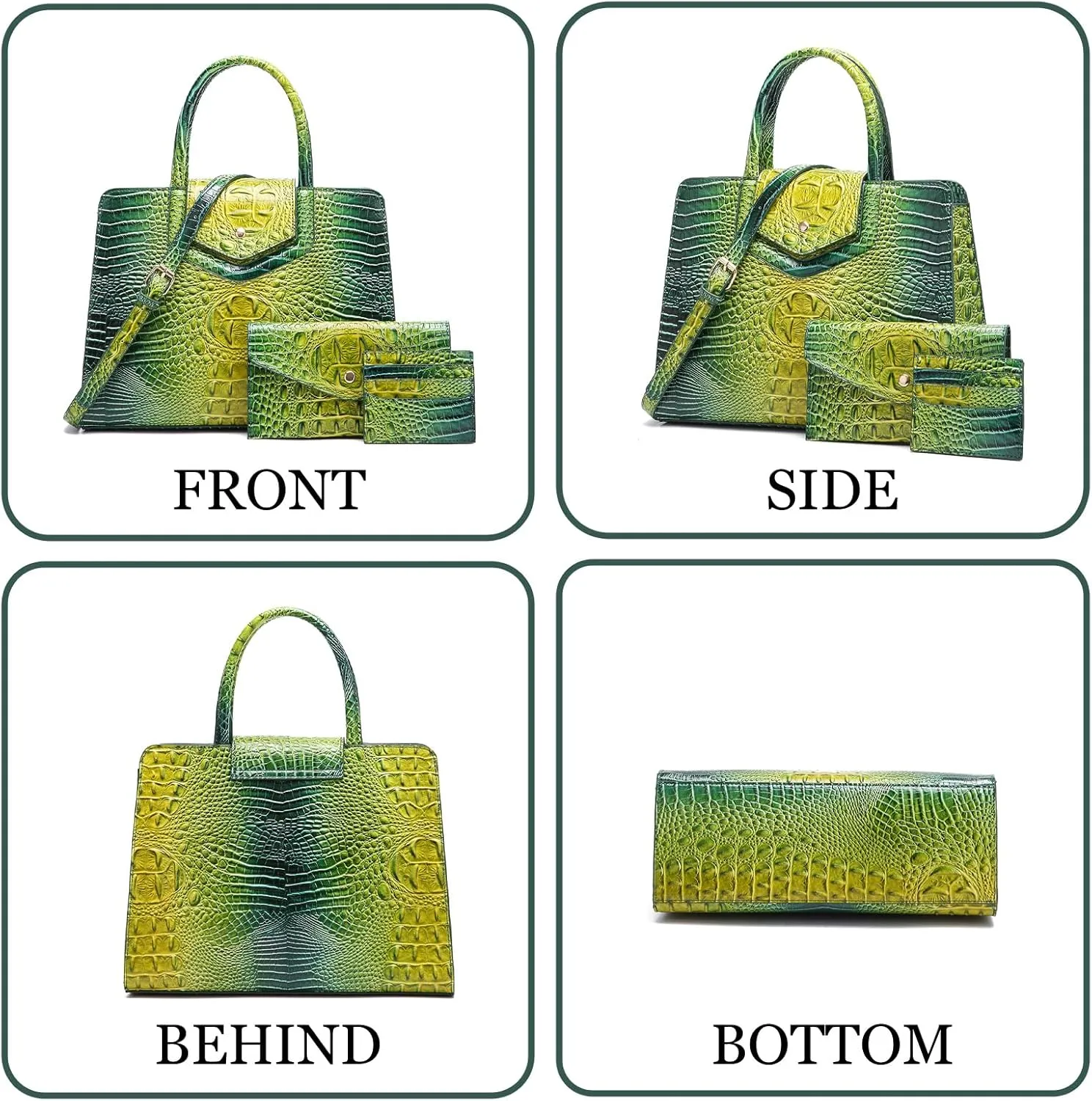 Women Embossed Pattern Satchel Handbags Wallet 3 pcs Set Crossbody Tote Top Handle Vegan Leather Ladies Bag