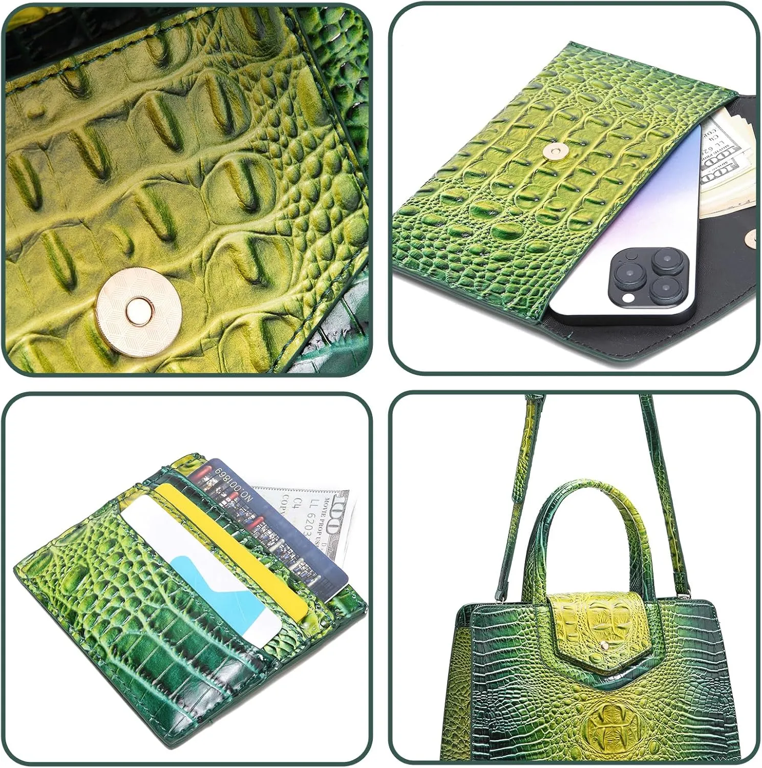 Women Embossed Pattern Satchel Handbags Wallet 3 pcs Set Crossbody Tote Top Handle Vegan Leather Ladies Bag