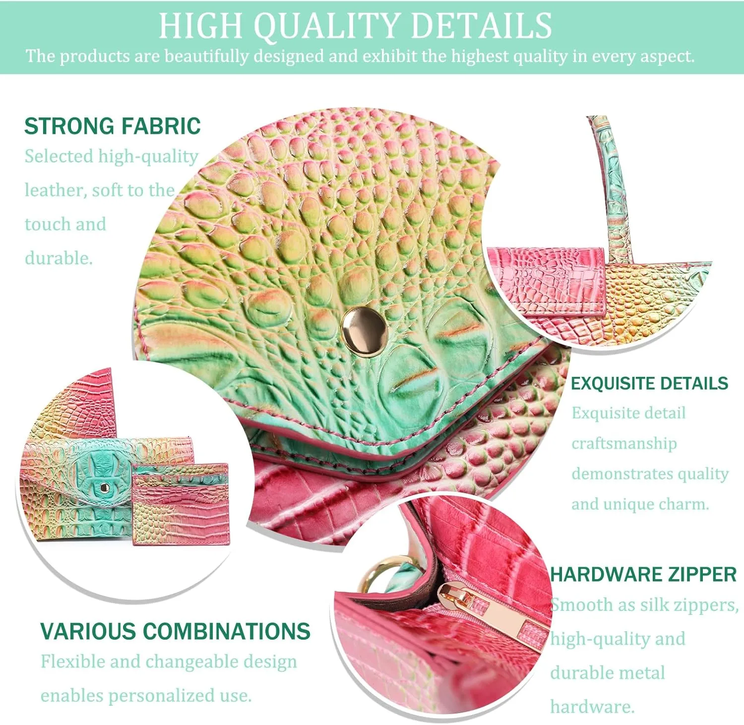 Women Embossed Pattern Satchel Handbags Wallet 3 pcs Set Crossbody Tote Top Handle Vegan Leather Ladies Bag