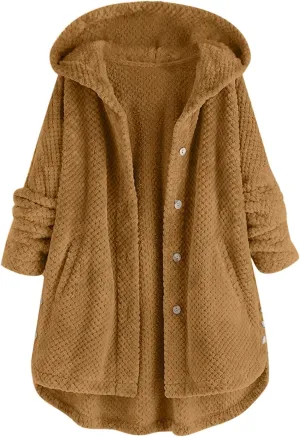 Women Fuzzy Fleece Hoodie Jackets Plus Size Full Zip Up Sherpa Lined Warm Fuzzy Faux Shearling Zipper Coats Winter