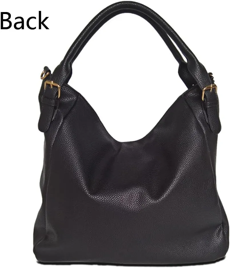 Women Hobo Tote Purse and Handbag Faux Leather Top Handle Satchel Zip Shoulder Bags Black