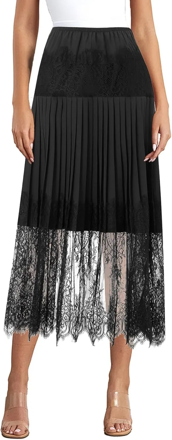 Women Lace Long Skirts Sexy Floral Summer Sheer Skirt Fashion See Through Club Party Beach Maxi Skirts