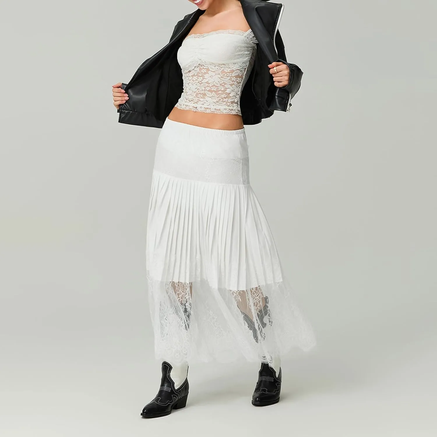 Women Lace Long Skirts Sexy Floral Summer Sheer Skirt Fashion See Through Club Party Beach Maxi Skirts
