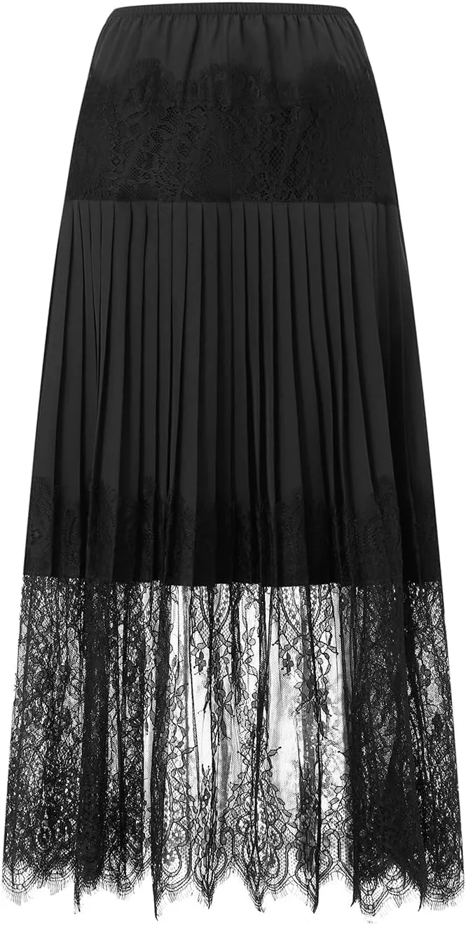 Women Lace Long Skirts Sexy Floral Summer Sheer Skirt Fashion See Through Club Party Beach Maxi Skirts
