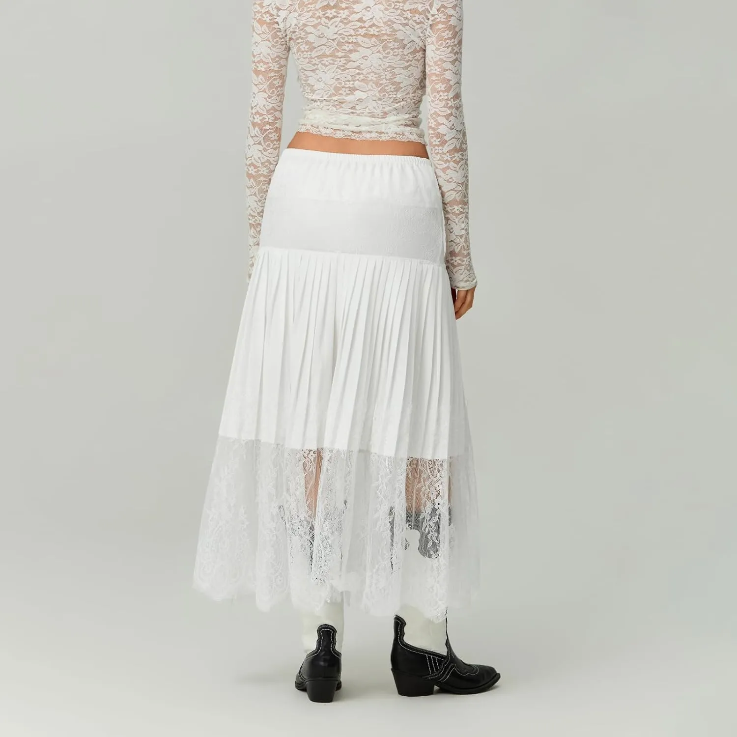 Women Lace Long Skirts Sexy Floral Summer Sheer Skirt Fashion See Through Club Party Beach Maxi Skirts