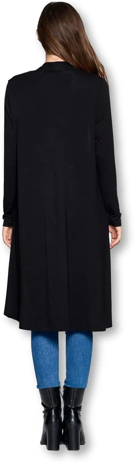 Women Long Duster Maxi Softest Open Front Casual Flowy Viscose Made from Bamboo Cardigan