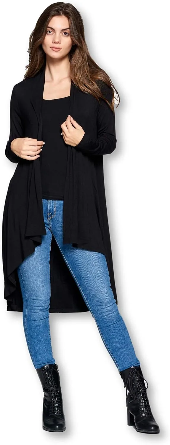 Women Long Duster Maxi Softest Open Front Casual Flowy Viscose Made from Bamboo Cardigan