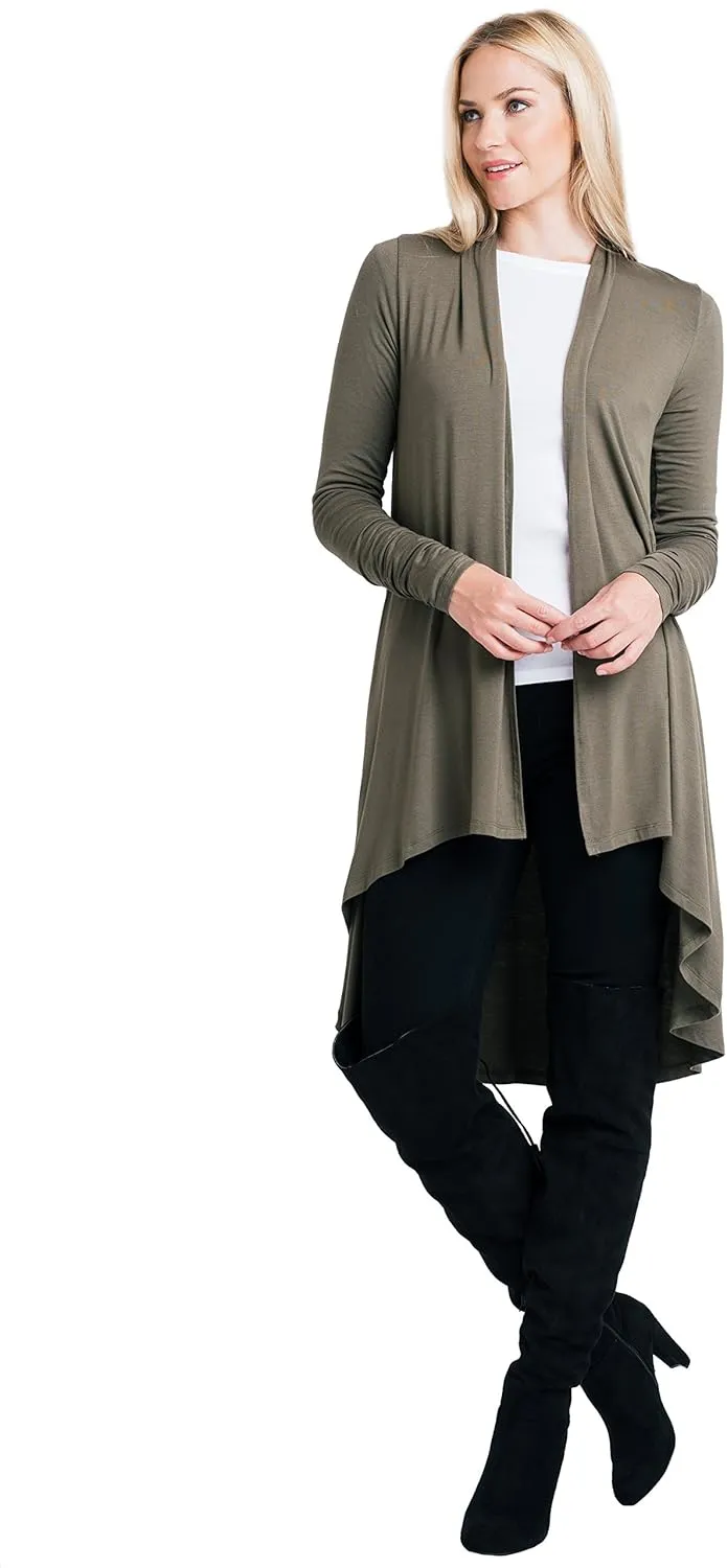 Women Long Duster Maxi Softest Open Front Casual Flowy Viscose Made from Bamboo Cardigan