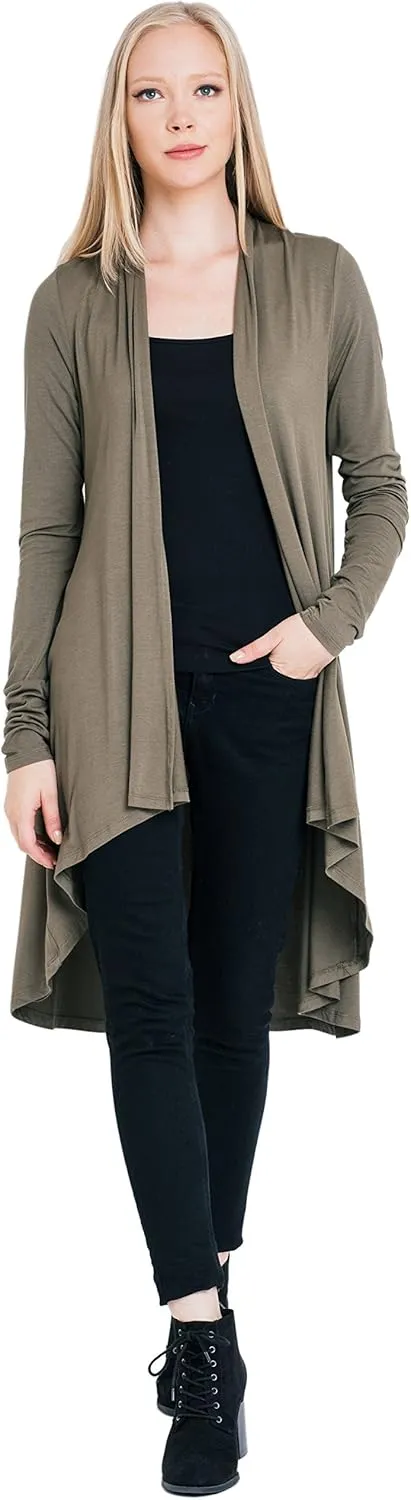 Women Long Duster Maxi Softest Open Front Casual Flowy Viscose Made from Bamboo Cardigan