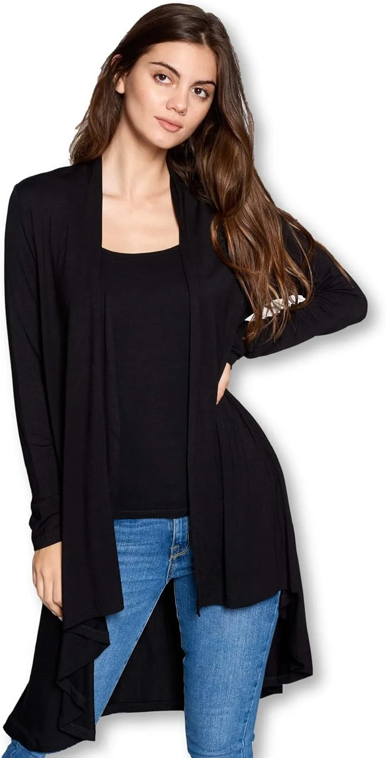 Women Long Duster Maxi Softest Open Front Casual Flowy Viscose Made from Bamboo Cardigan