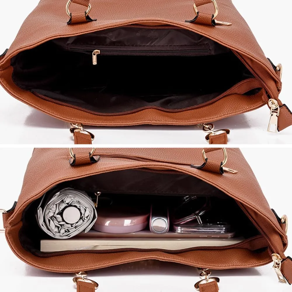 Women Purse Handbag 6pcs Satchel Faux Leather Zip Tote Shoulder Bags Wallet Clutch Card Holder