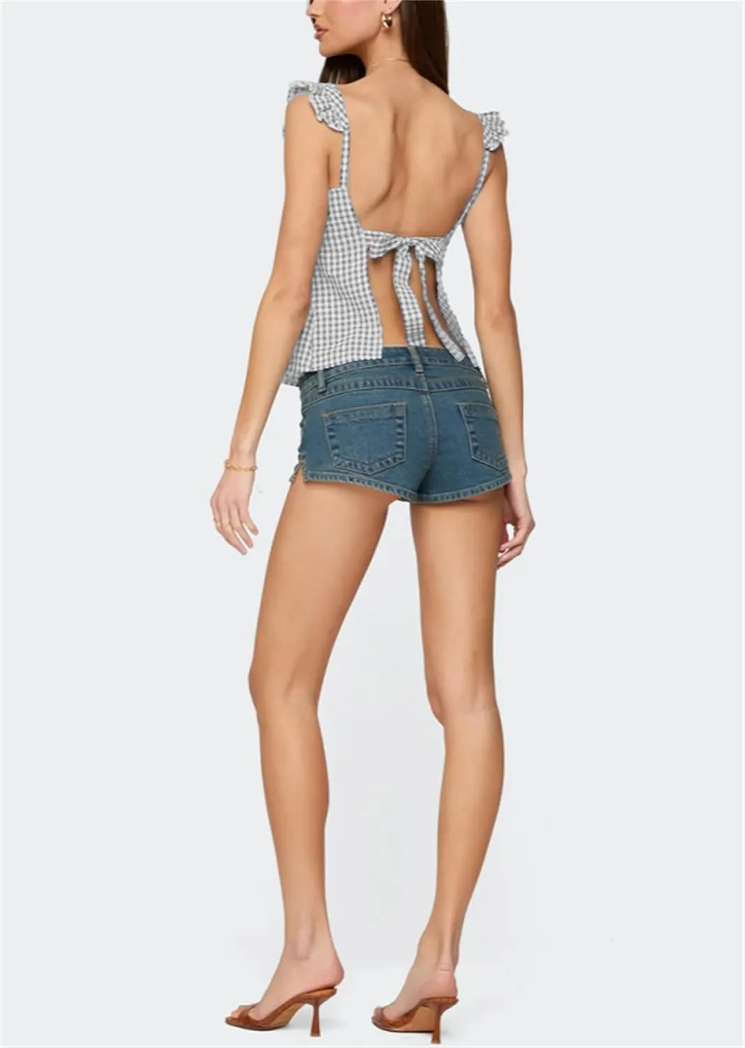 Women Sexy Summer Cami Tops Lace Ruffle Layered Babydoll Cami Crop Tops Y2k Going Out Tops Party Streetwear