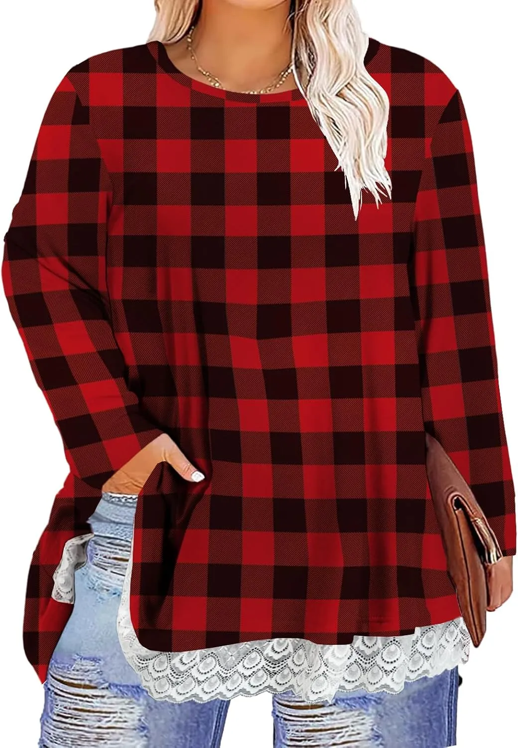Women's 3/4 Sleeve Plus Size Top Work Business Casual Tunic Shirts Henley Button up Blouses