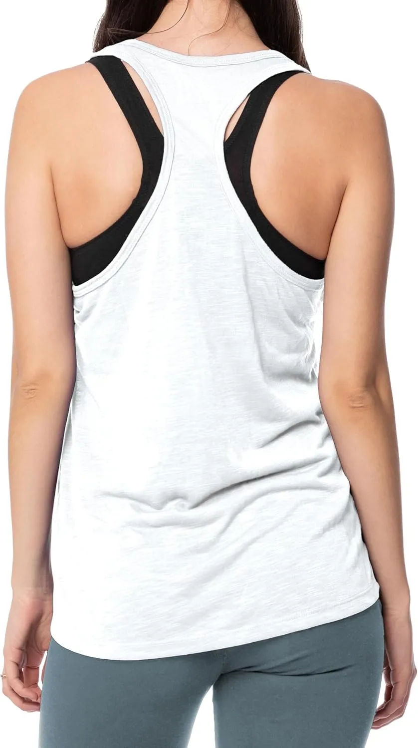 Women's 5 Pack Everyday Flowy Burnout Racer Back Active Workout Tank Tops