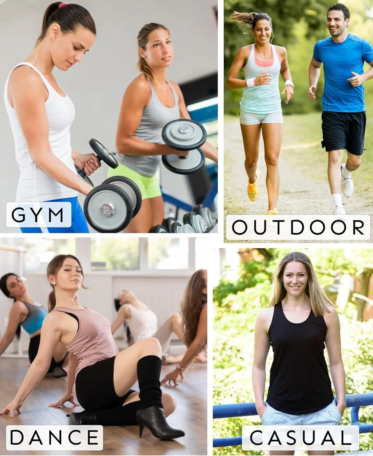Women's 5 Pack Everyday Flowy Burnout Racer Back Active Workout Tank Tops