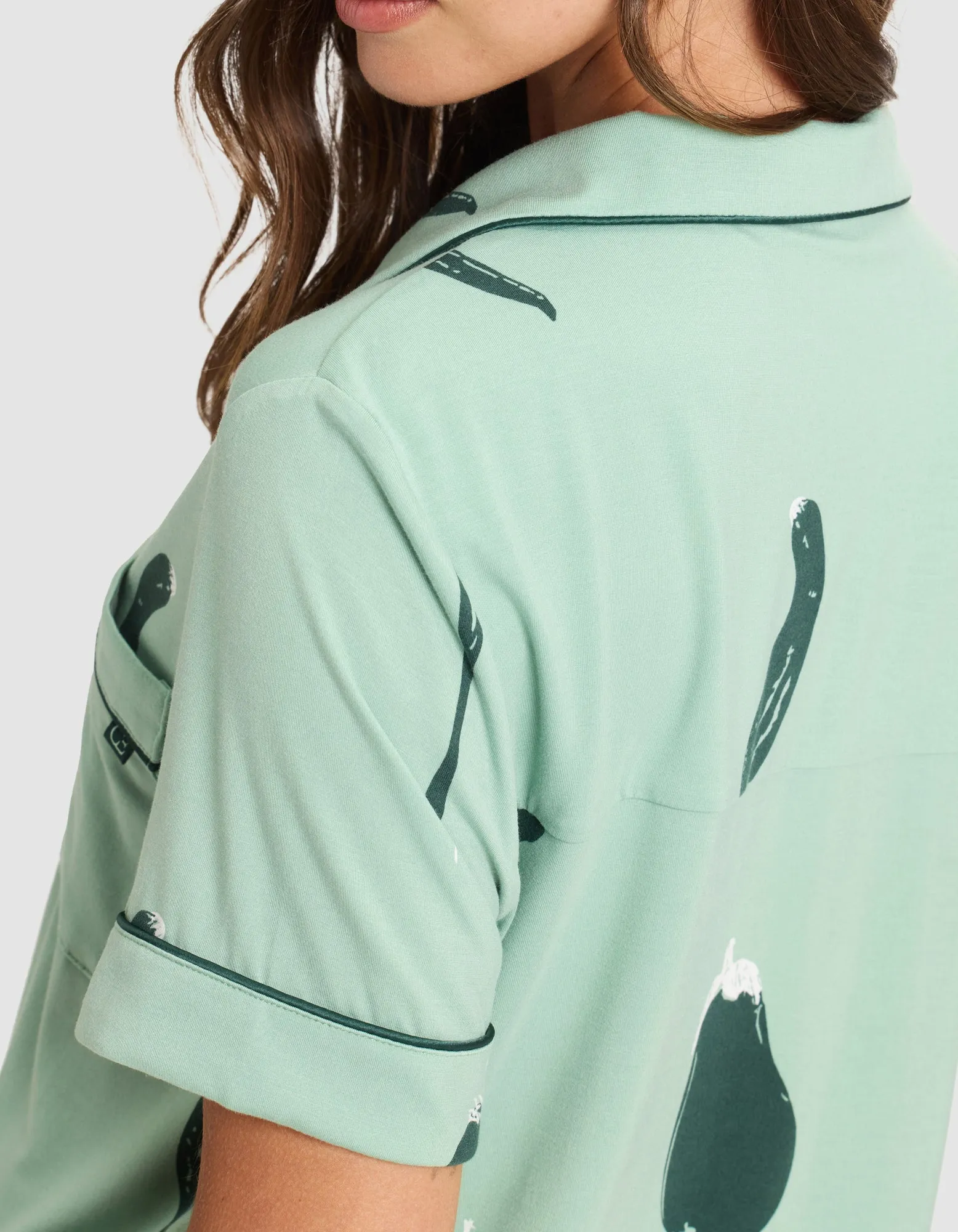 Women's Bamboo Stretch-Knit Short Sleeve Pajama Top (Veggie)