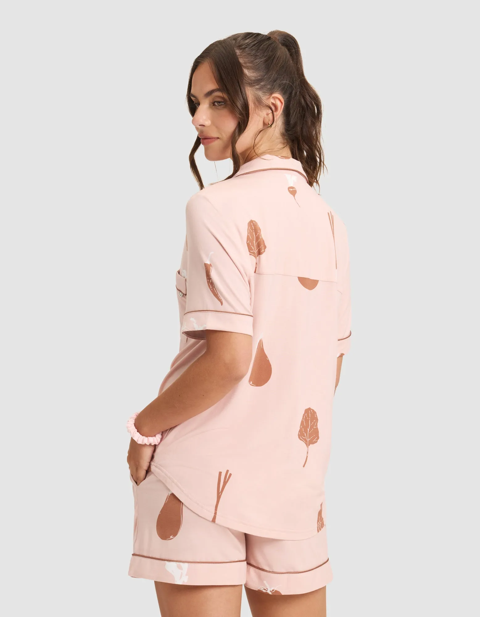 Women's Bamboo Stretch-Knit Short Sleeve Pajama Top (Veggie)