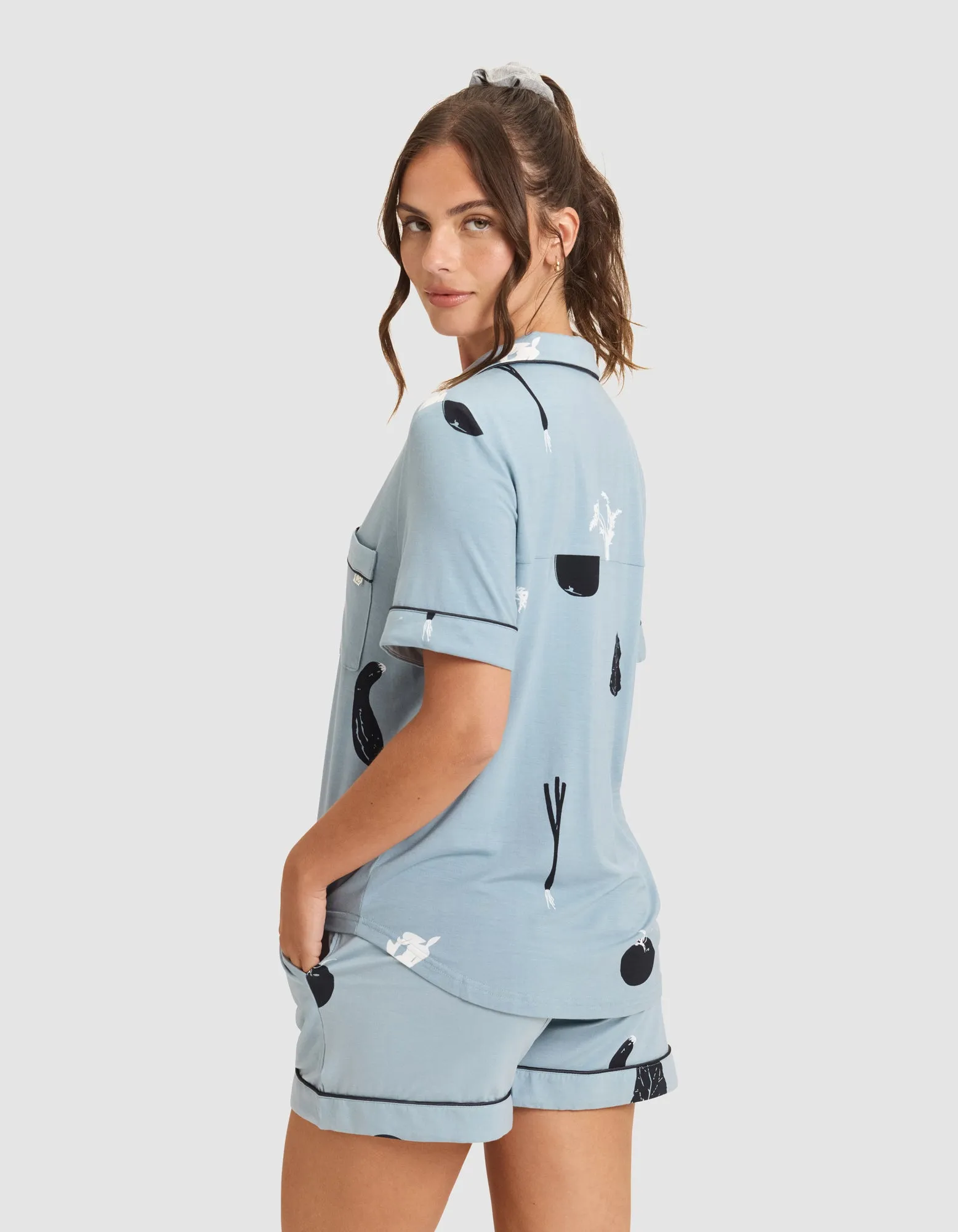 Women's Bamboo Stretch-Knit Short Sleeve Pajama Top (Veggie)
