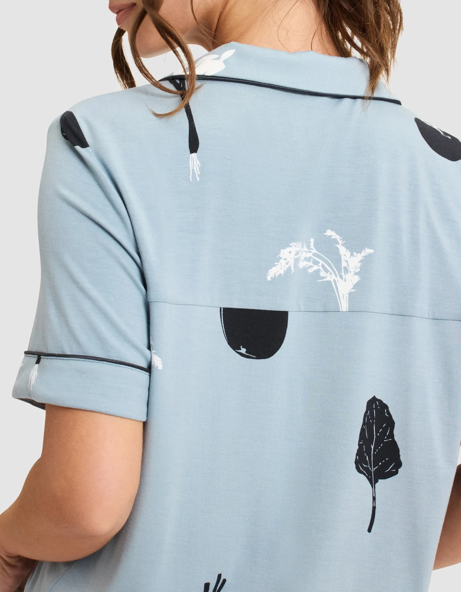 Women's Bamboo Stretch-Knit Short Sleeve Pajama Top (Veggie)