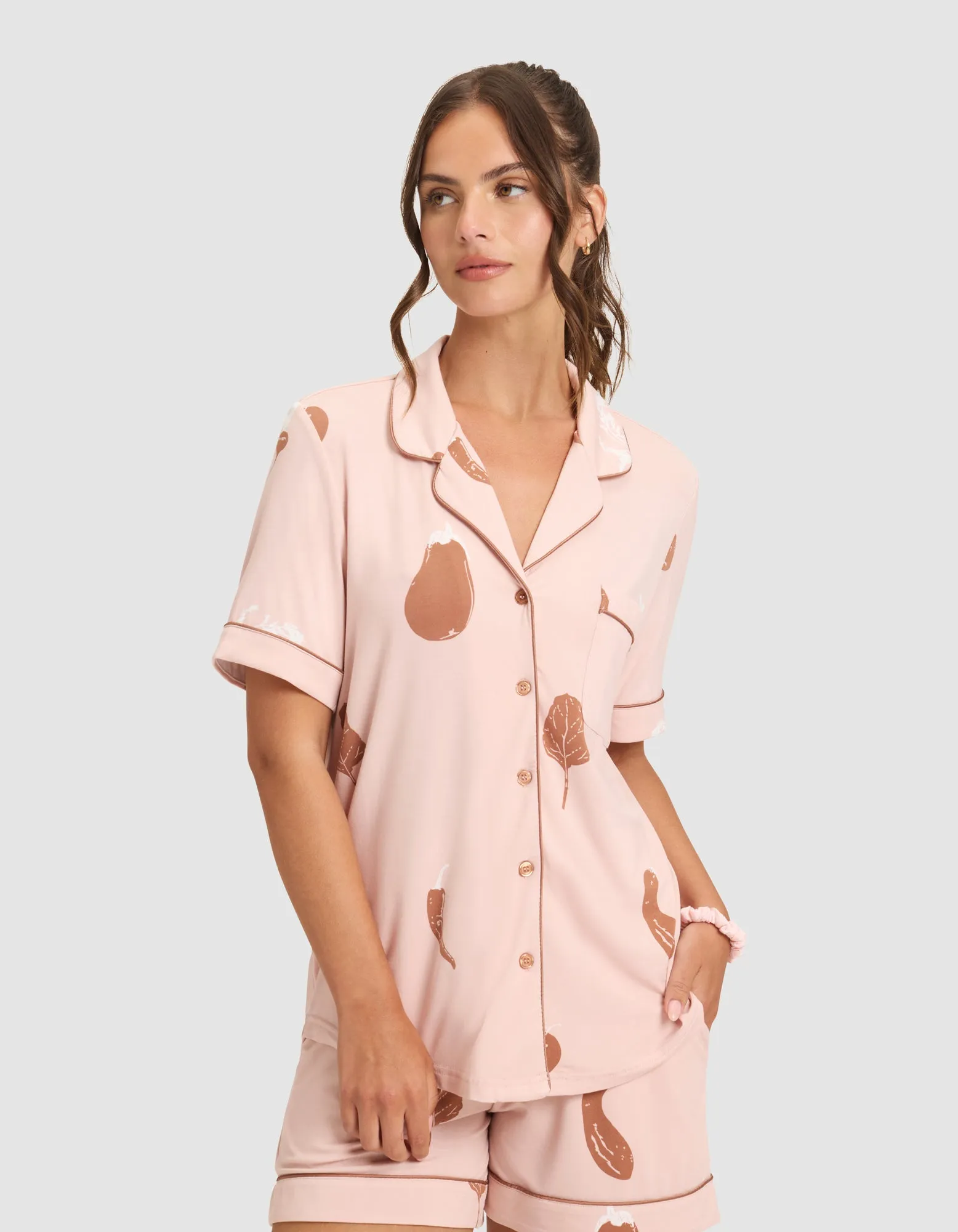 Women's Bamboo Stretch-Knit Short Sleeve Pajama Top (Veggie)