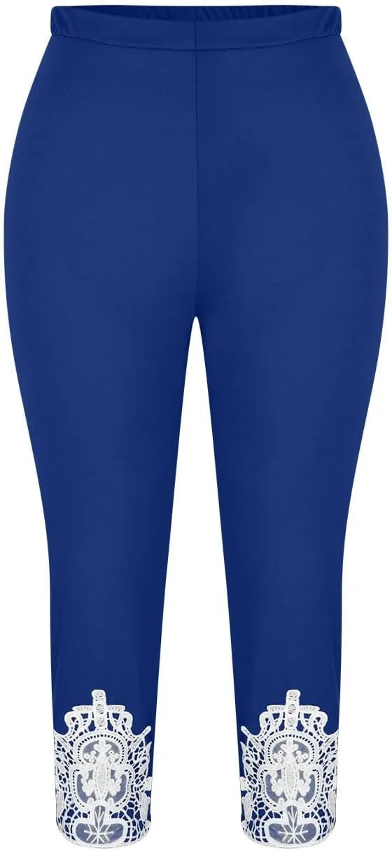 Women's Bottoms Athletic Workout Elastic Sweatpants Leggings High Waisted Casual Trousers Summer 3/4 Length Pants