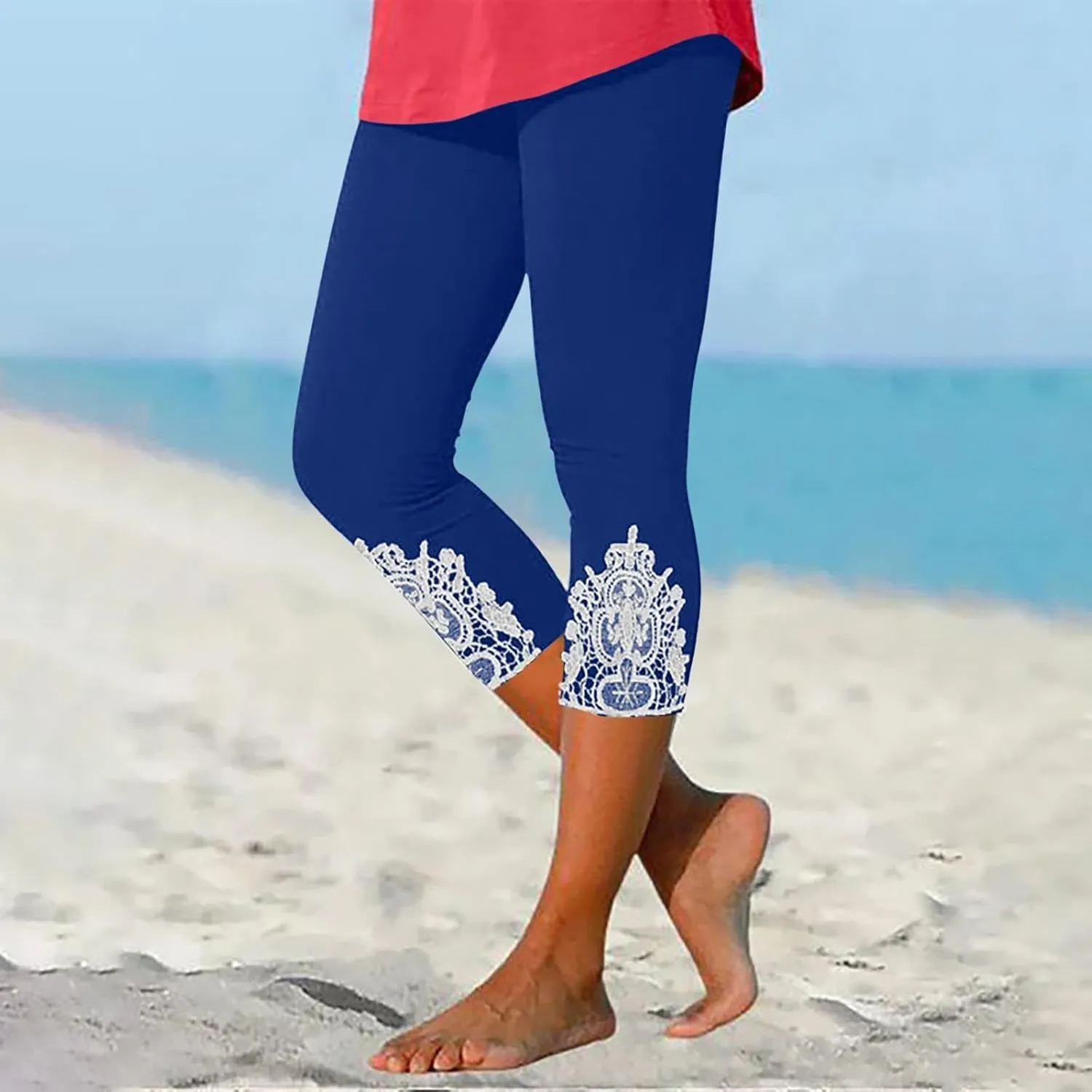 Women's Bottoms Athletic Workout Elastic Sweatpants Leggings High Waisted Casual Trousers Summer 3/4 Length Pants