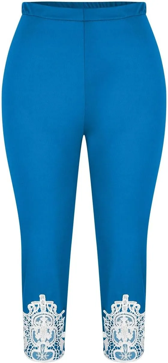 Women's Bottoms Athletic Workout Elastic Sweatpants Leggings High Waisted Casual Trousers Summer 3/4 Length Pants