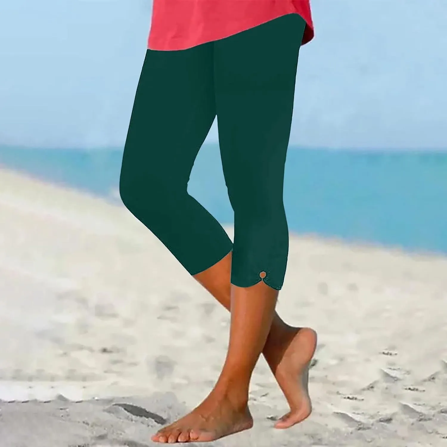 Women's Bottoms Yoga Summer Comfy Leggings Sweatpants Running Elastic Pants Stretch 3/4 Length Trousers