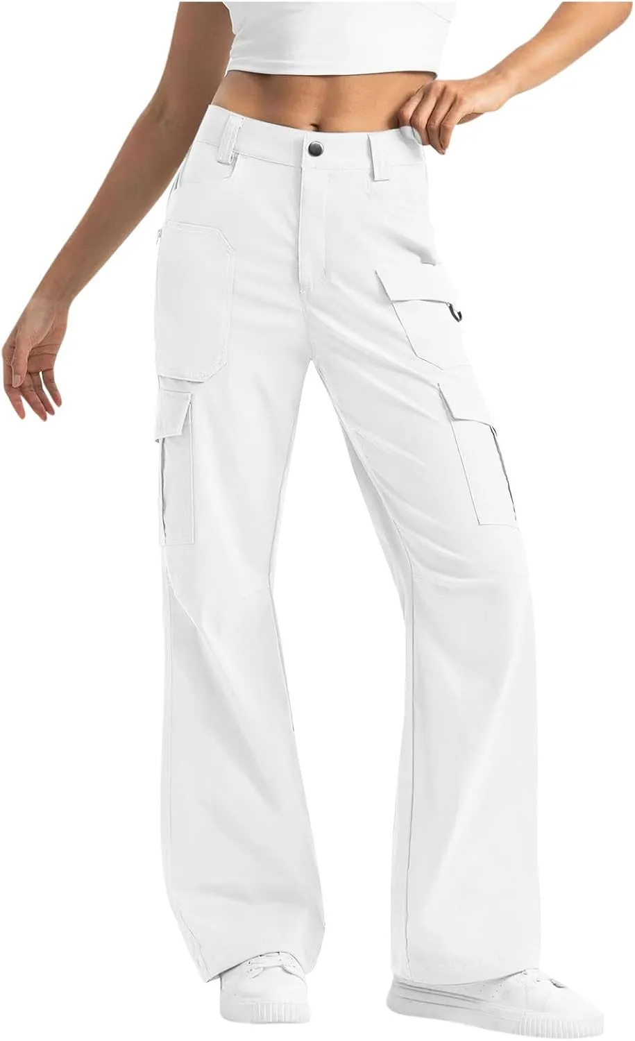 Womens Cargo Hiking Pants High Waisted Wide Leg Pants Lightweight Work Cargo Pants Casual Tactical Pants
