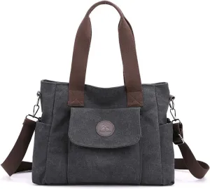 Women's Casual Canvas Shoulder Bags Tote Purse Top Handle Handbags Work Crossbody Satchel (Grey)