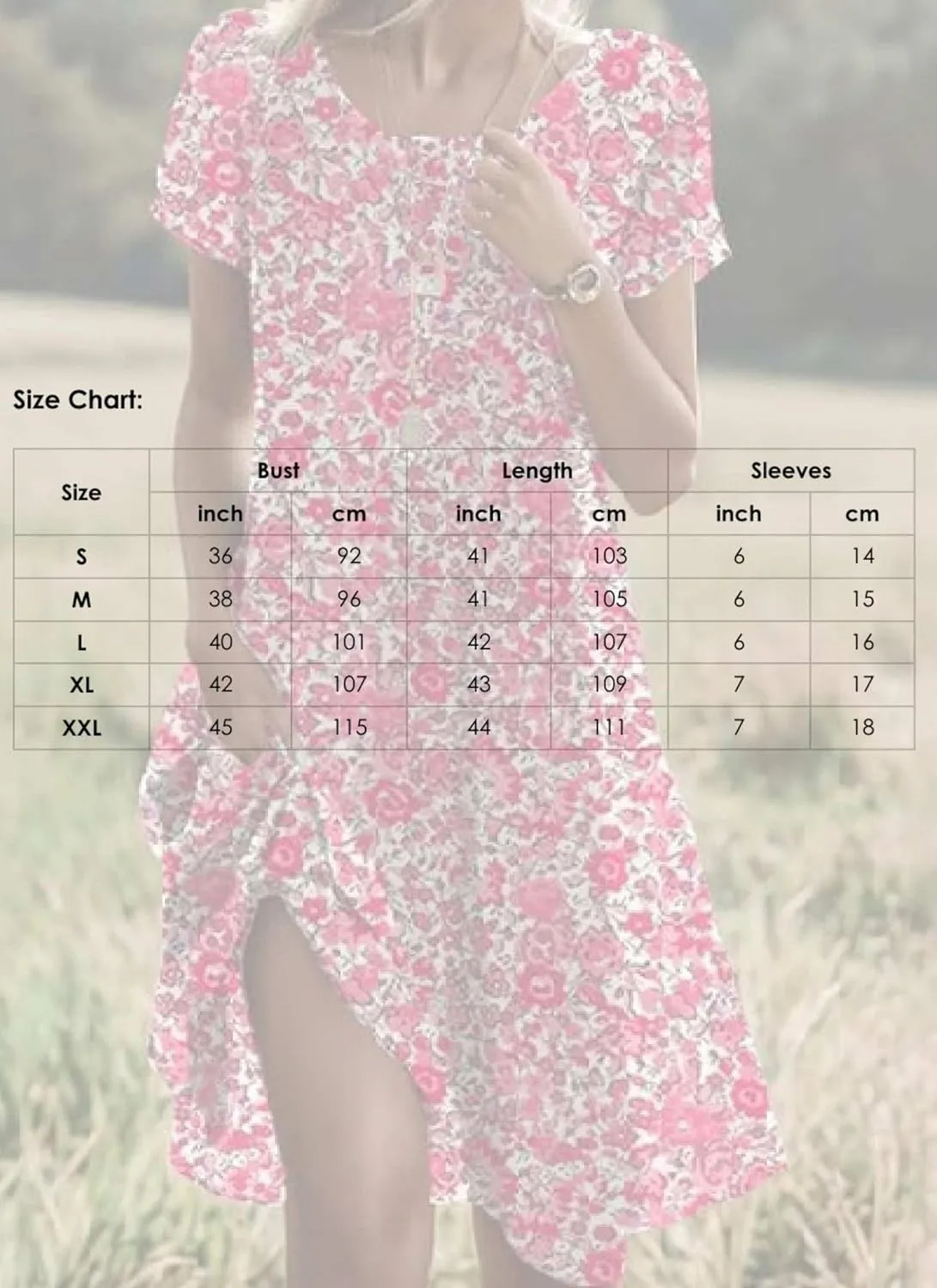 Women's Casual Shift Dresses with Floral Print Summer Round Neck Sundress Short Sleeve Mini Dress