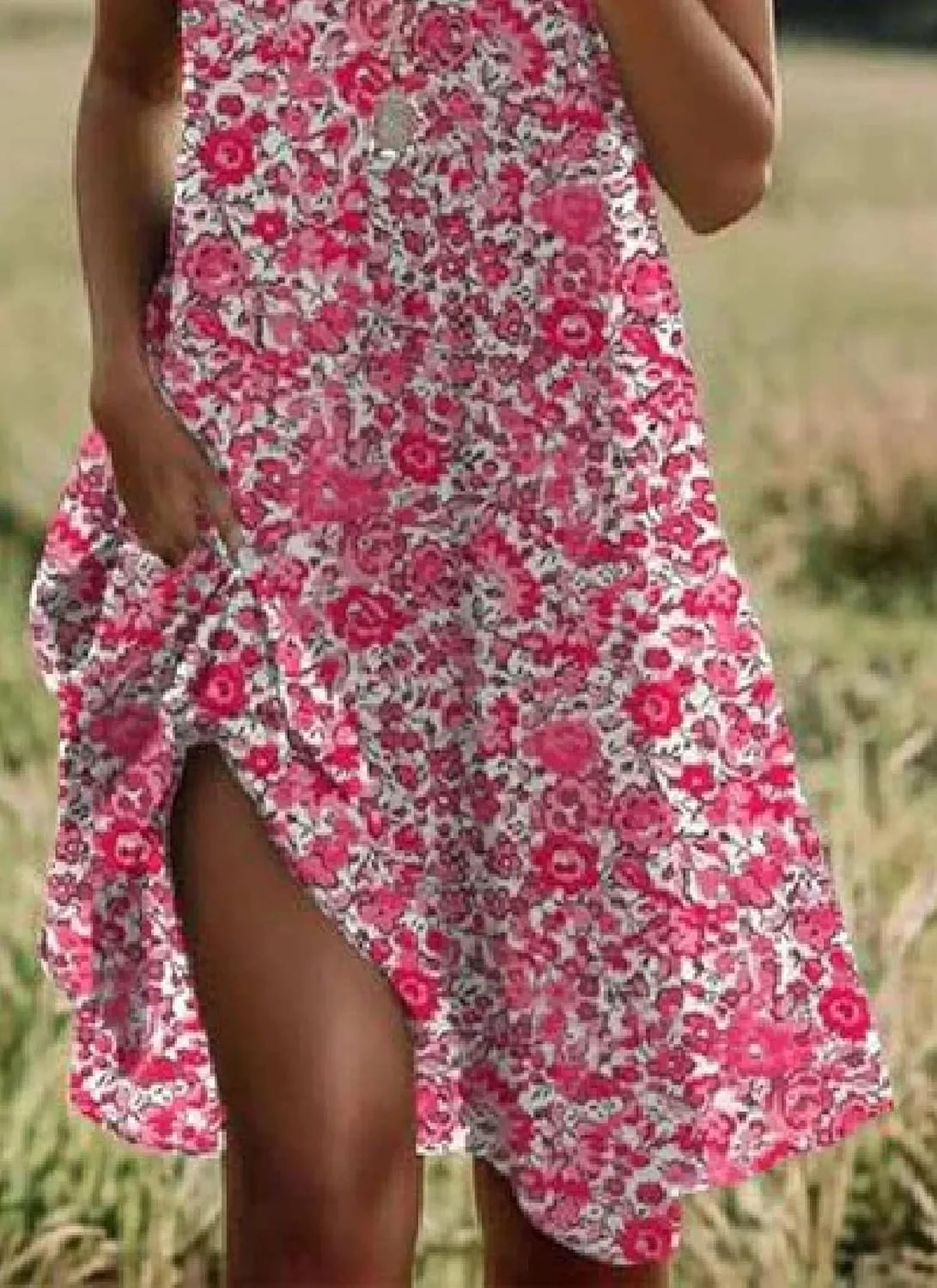 Women's Casual Shift Dresses with Floral Print Summer Round Neck Sundress Short Sleeve Mini Dress