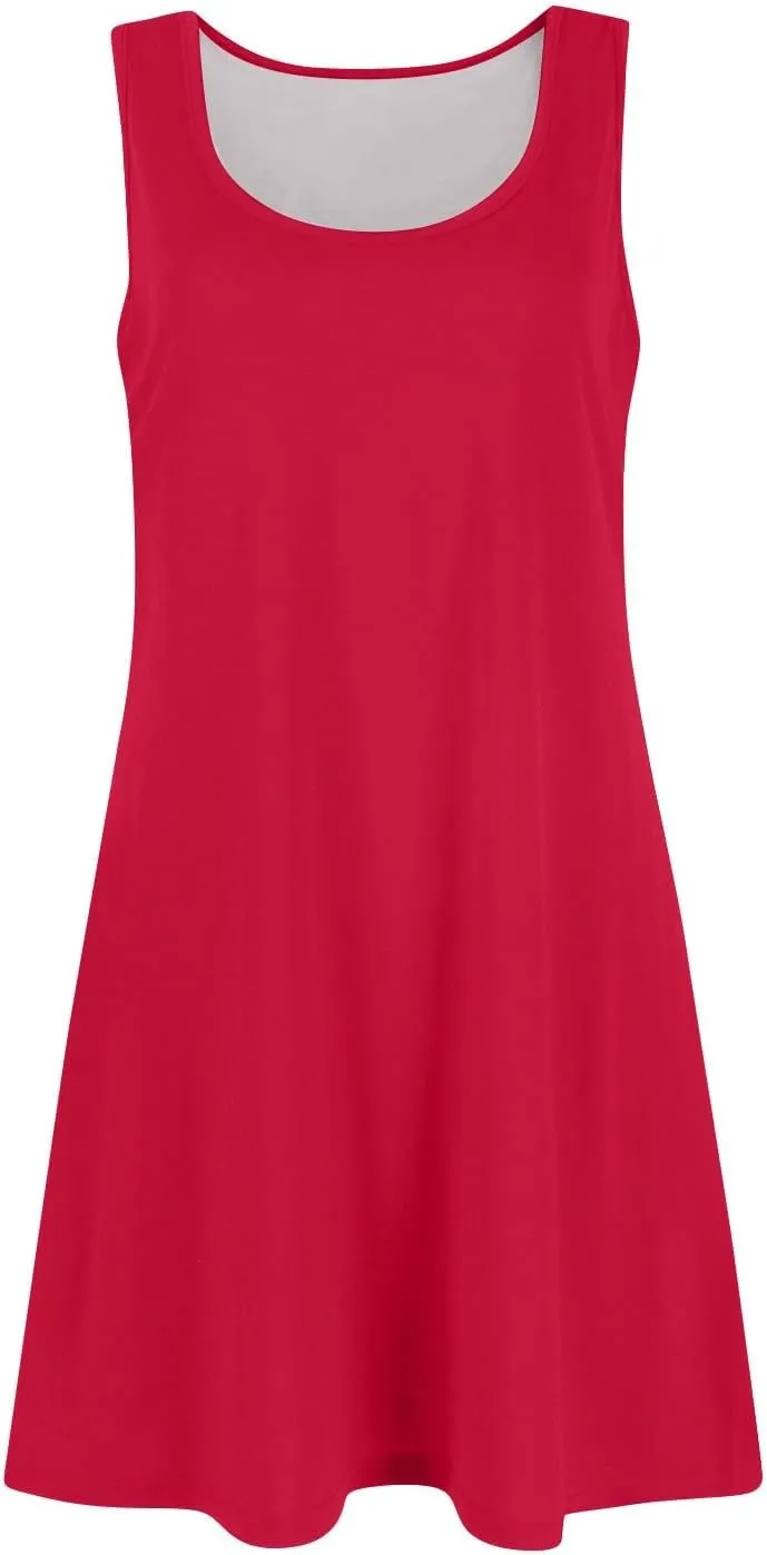 Women's Casual Sundress Summer Boho Beach Dress Floral T-Shirts Midi Dress U Neck Loose Tank Dresses