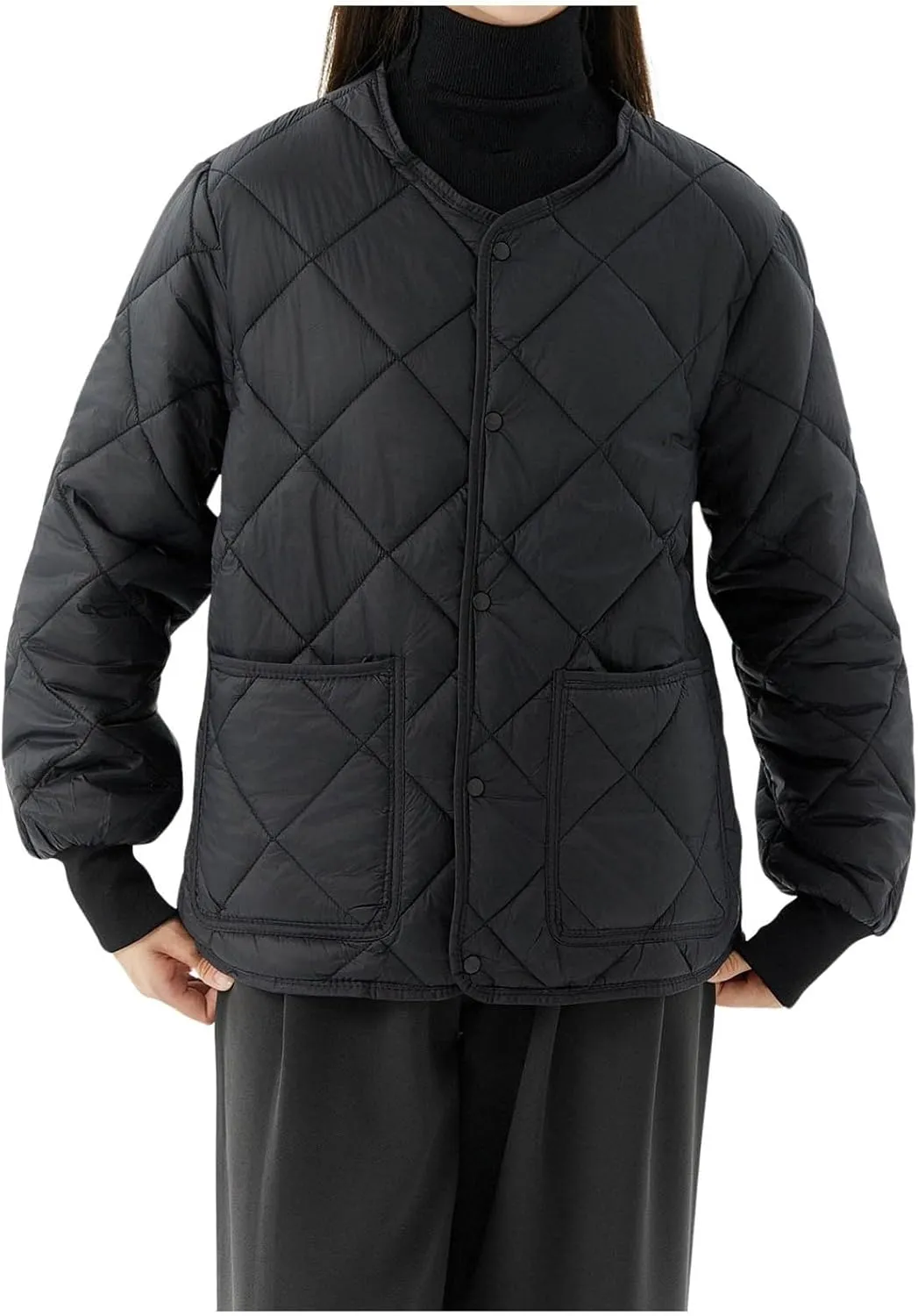 Women's Checked Quiled Winter Coats Casual Single Breasted Padded Cotton Jackets Thick Warm Short Outdoor Outerwear