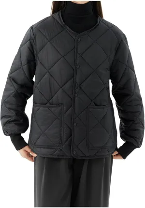 Women's Checked Quiled Winter Coats Casual Single Breasted Padded Cotton Jackets Thick Warm Short Outdoor Outerwear