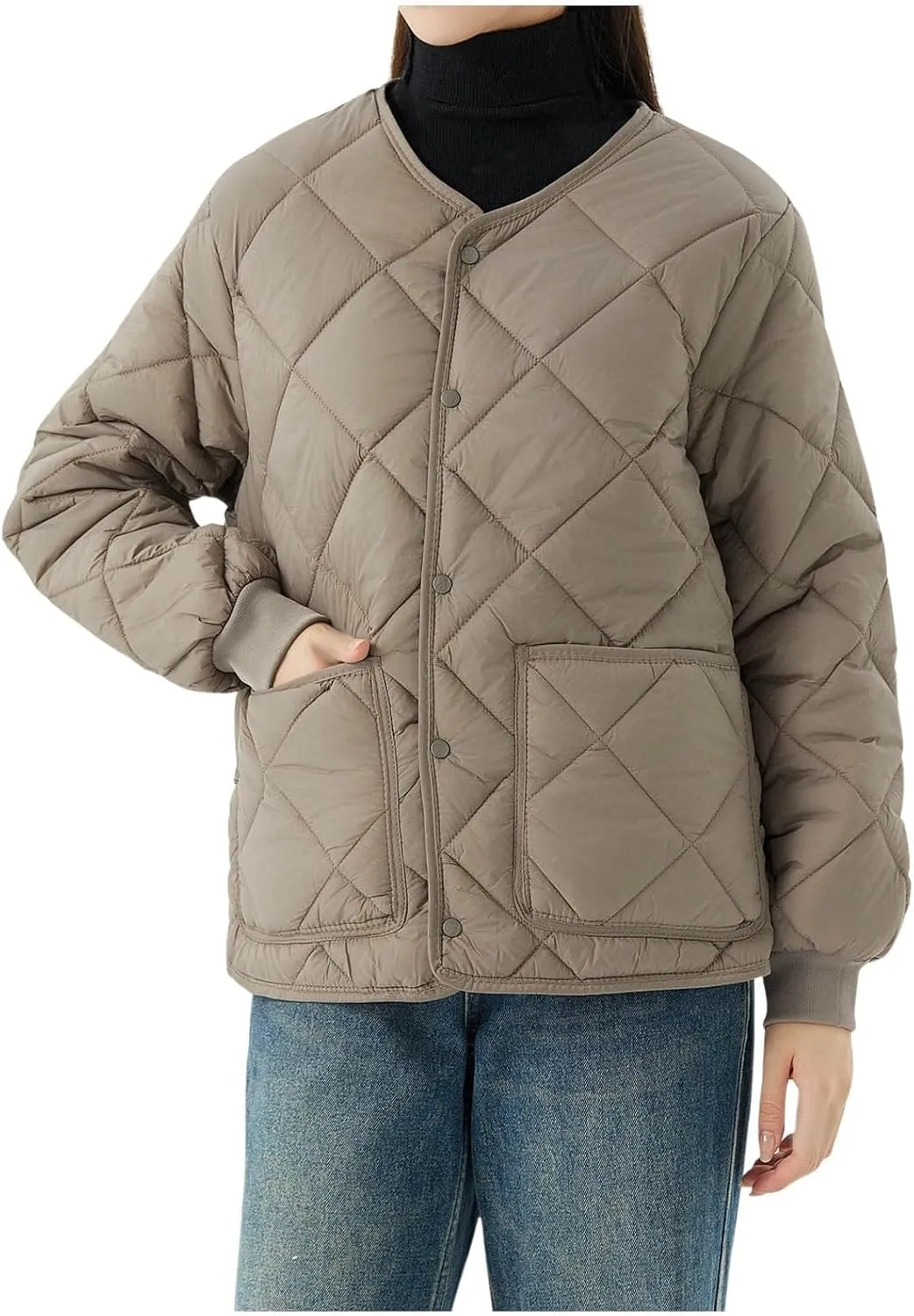 Women's Checked Quiled Winter Coats Casual Single Breasted Padded Cotton Jackets Thick Warm Short Outdoor Outerwear