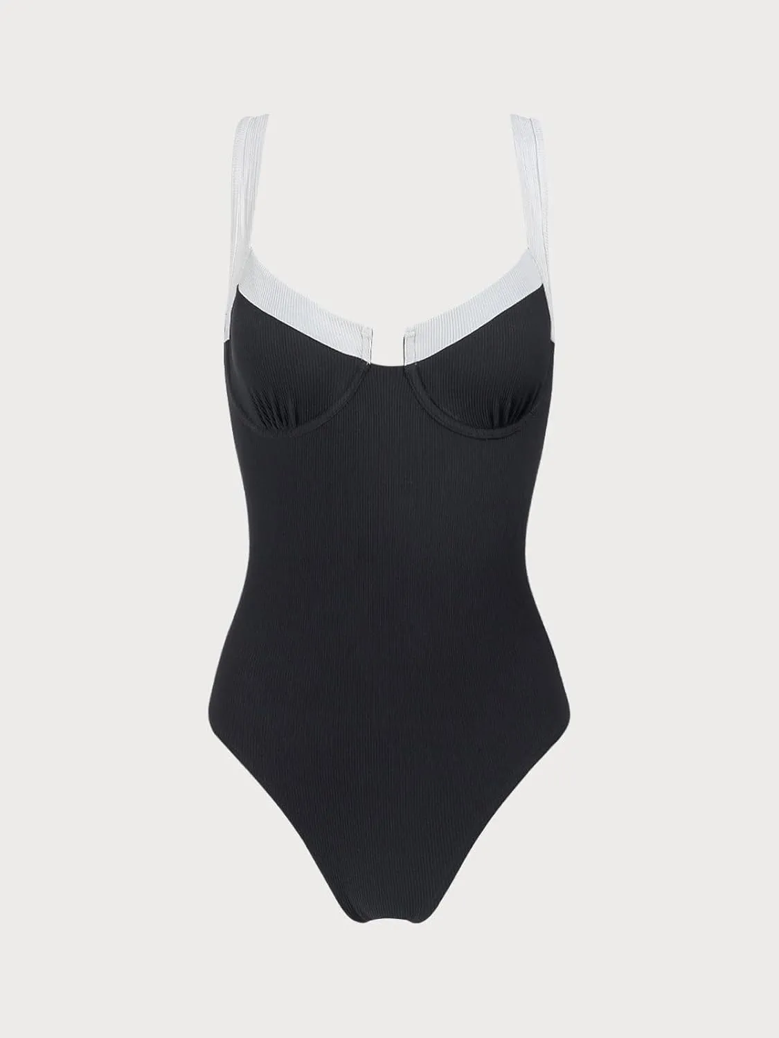 Women's Contrast Trim Knotted Slimming One-Piece Swimsuit Vintage Bathing Suits