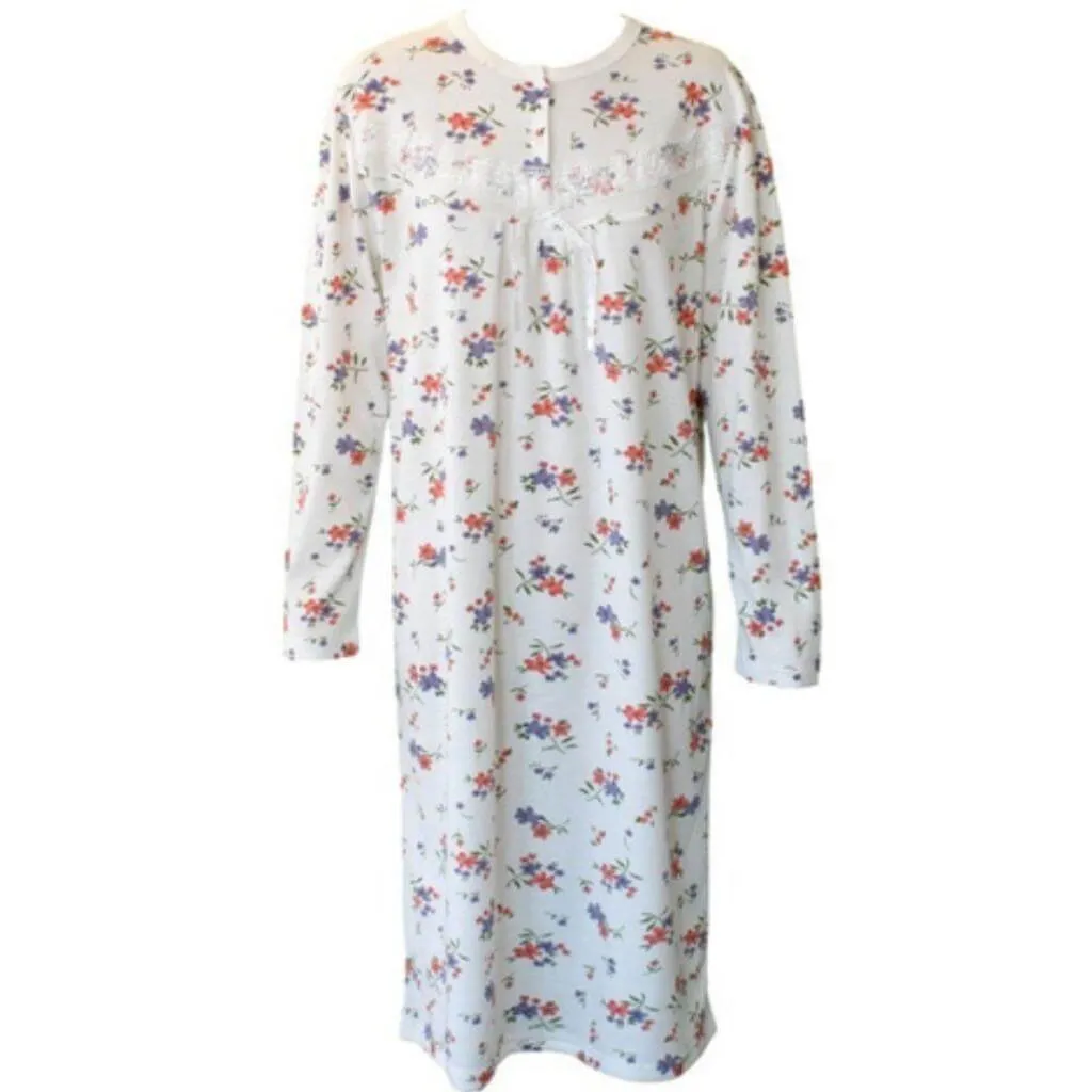 Women's Cotton Long Sleeve Nightie - Elly