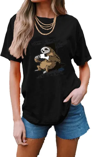 Women's Cute Animal Bear Printed Cotton T Shirts Graphic Tees Vintage Casual Loose Summer Tops
