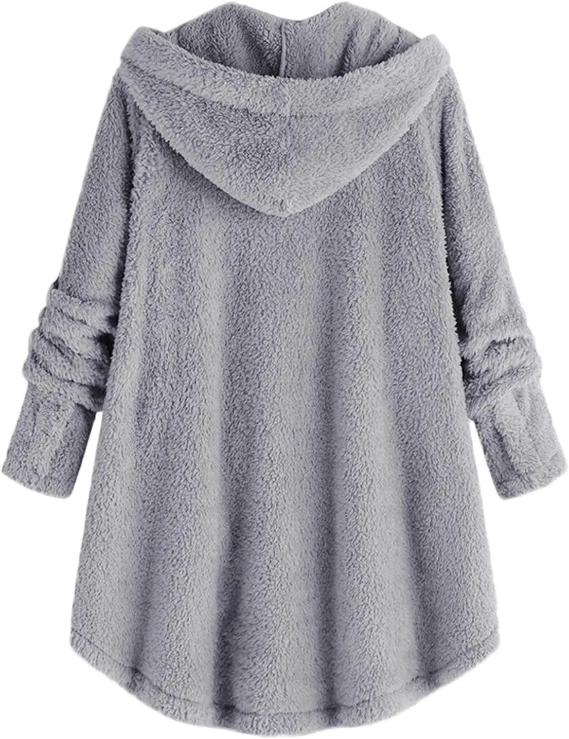 Womens Fleece Jacket with Hood Plus Size Winter Coat 2024 Button Down Faux Fur Sherpa Jacket Warm Outwear with Pocket