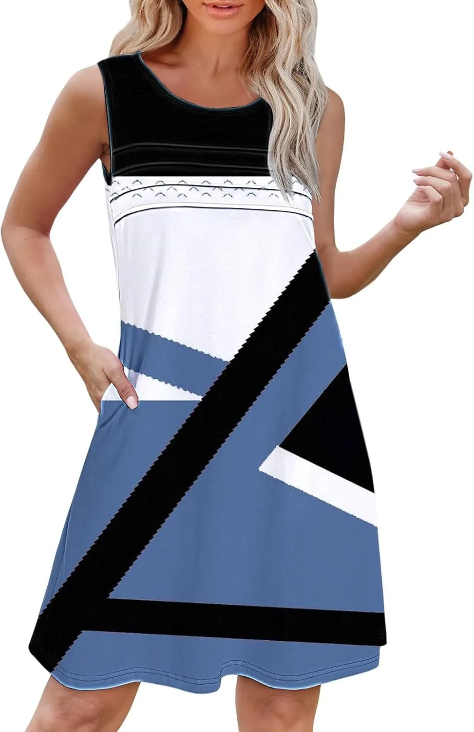 Womens Floral Dress Womens with Pockets Summer Casual Tank Dress Sleeveless Midi Beach Dress Summer Linen Dress 100
