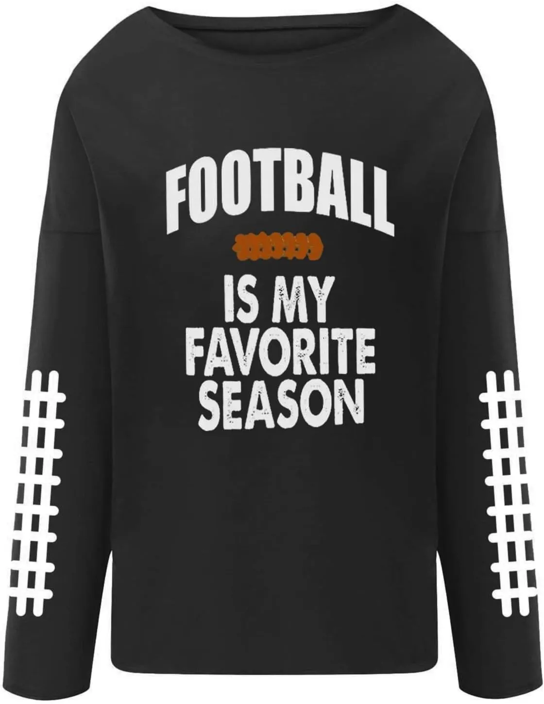 Women's Football Game Day Sweatshirt Funny Letter Print Crewneck Drop Shoulder Pullover Swseatshirt Loose Sports Tops