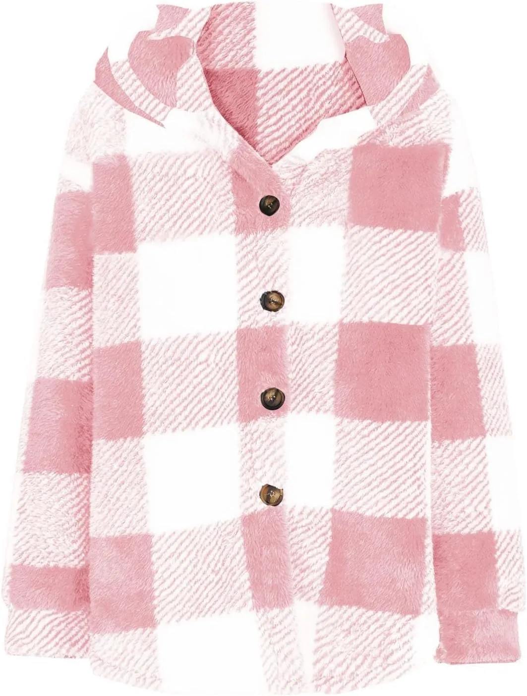 Womens Fuzzy Flannel Jacket Fall Fashion Sherpa Lined Plaid Shacket Long Sleeve Button Down Fleece Plush Hoodies