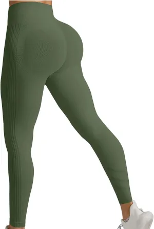 Women's High Waist Yoga Leggings - Premium Soft Workout Stretch Gym Pants Running Sports Trousers Bottoms Green