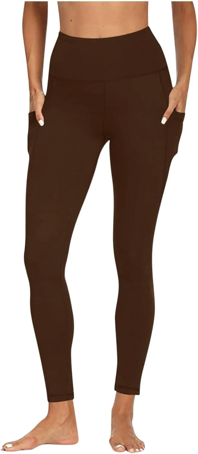 Womens High Waisted Quick Dry Leggings with Pockets Tummy Control Buttery Soft Yoga Trousers Sweat-Absorb Butt Lift Tights